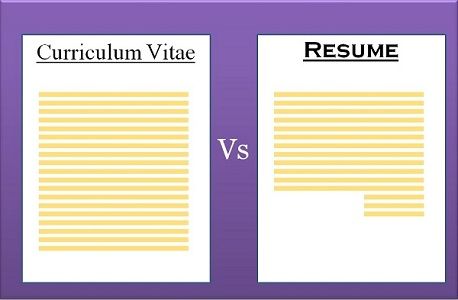 Resume vs curriculum vitae