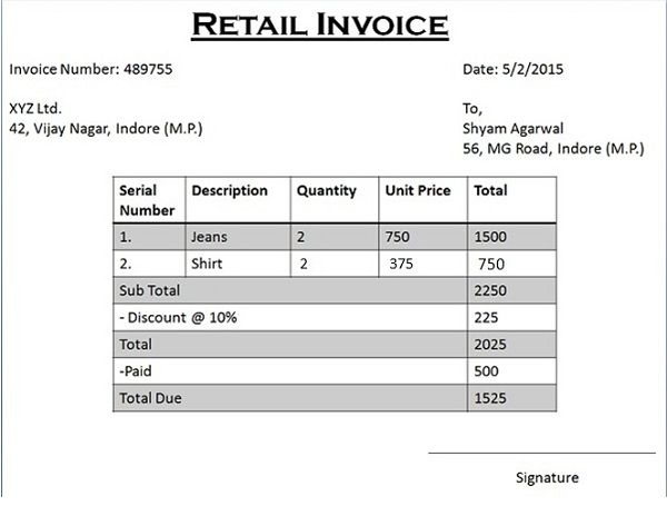 invoice receipt meaning