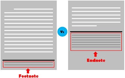 difference between a footnote and an endnote